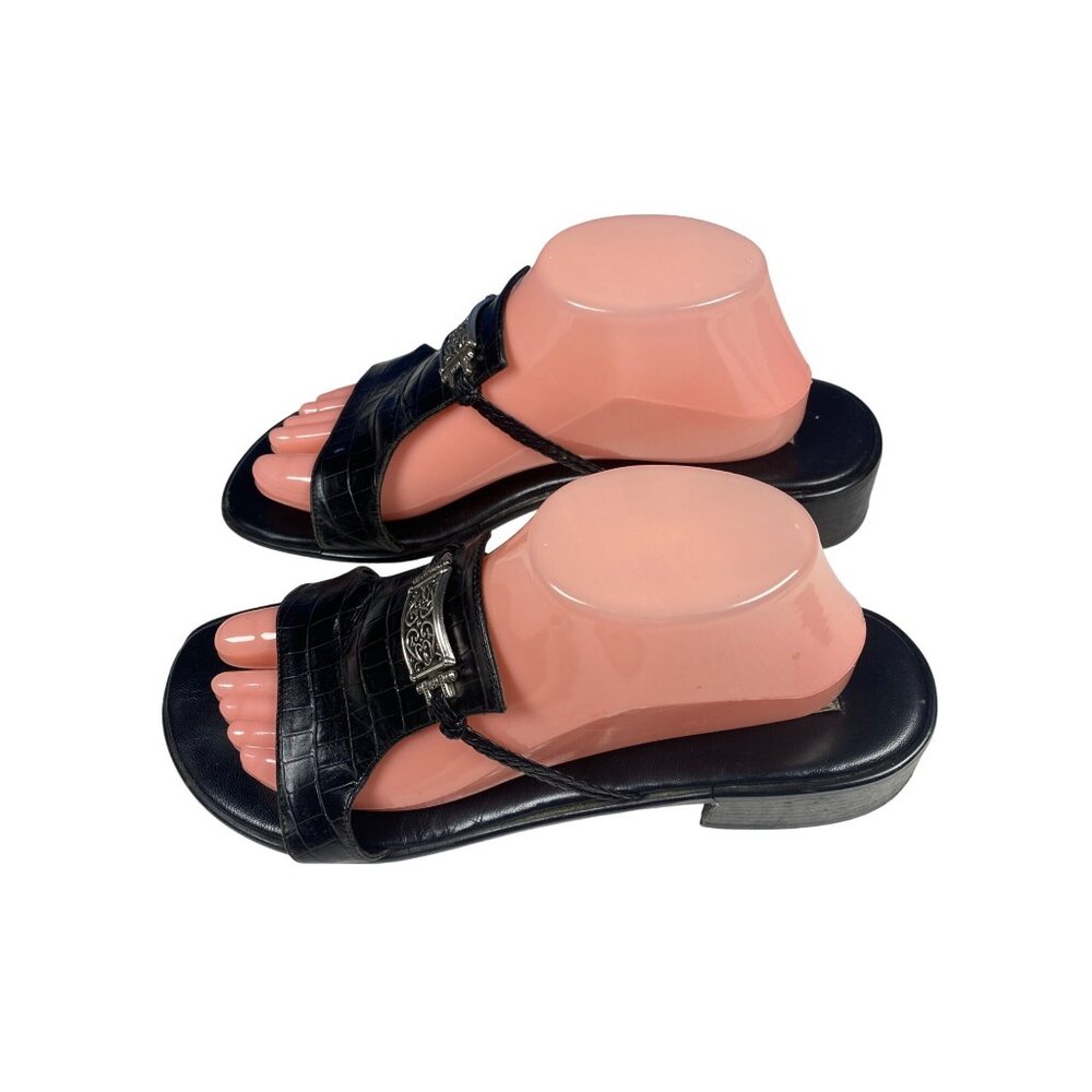 Brighton Mavis Slide Sandal in Black Crocodile Women's 10 - Picture 4 of 14